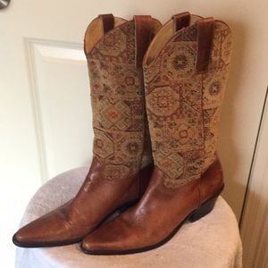 J Jill leather and tapestry cowboy boots